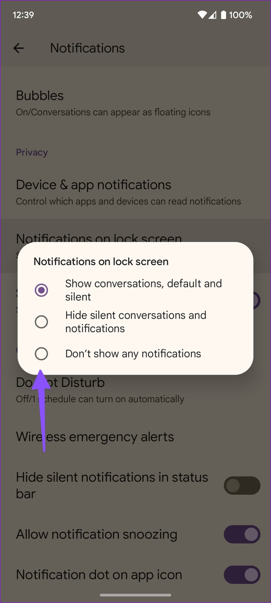 hide notification content on Android lock screen