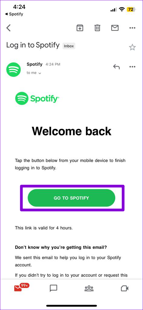 Inicie sesión en la aplicación Spotify sin contraseña en iPhone