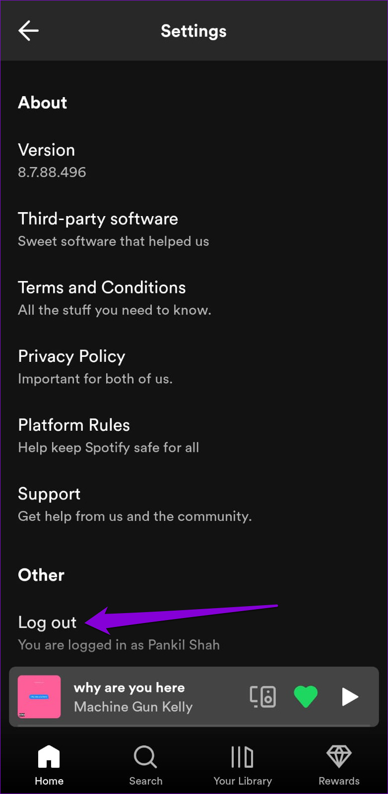 Log Out of Spotify App