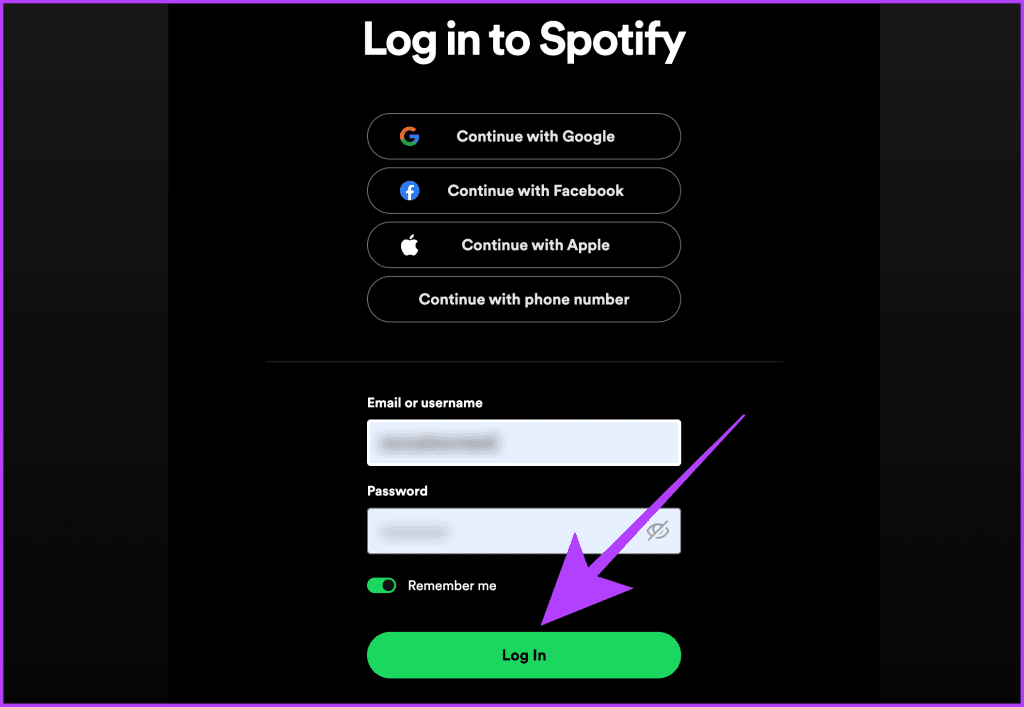 Log in to Spotify on Computer