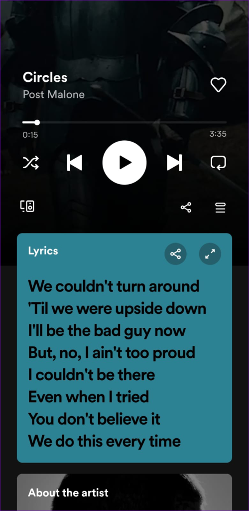 Lyrics on Spotify