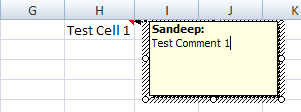 Msexcel Comment Box