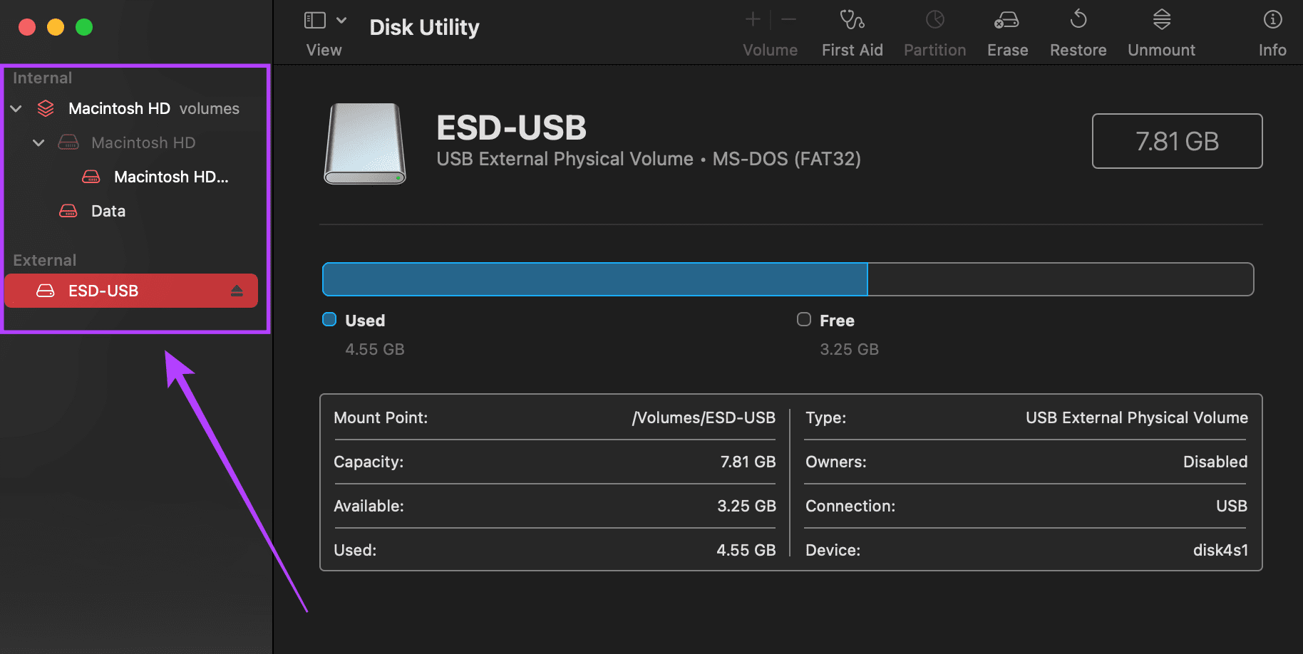 Disk Utility app