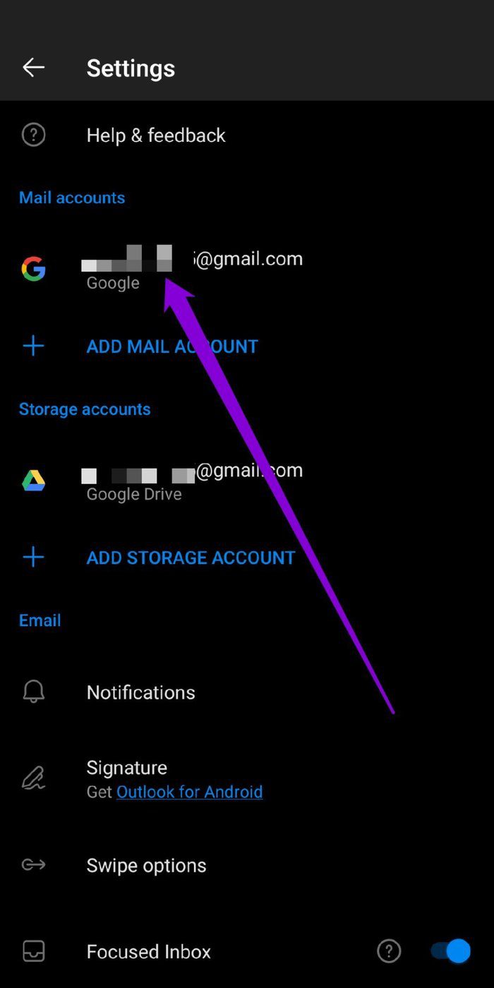 Mail Account Settings on Outlook