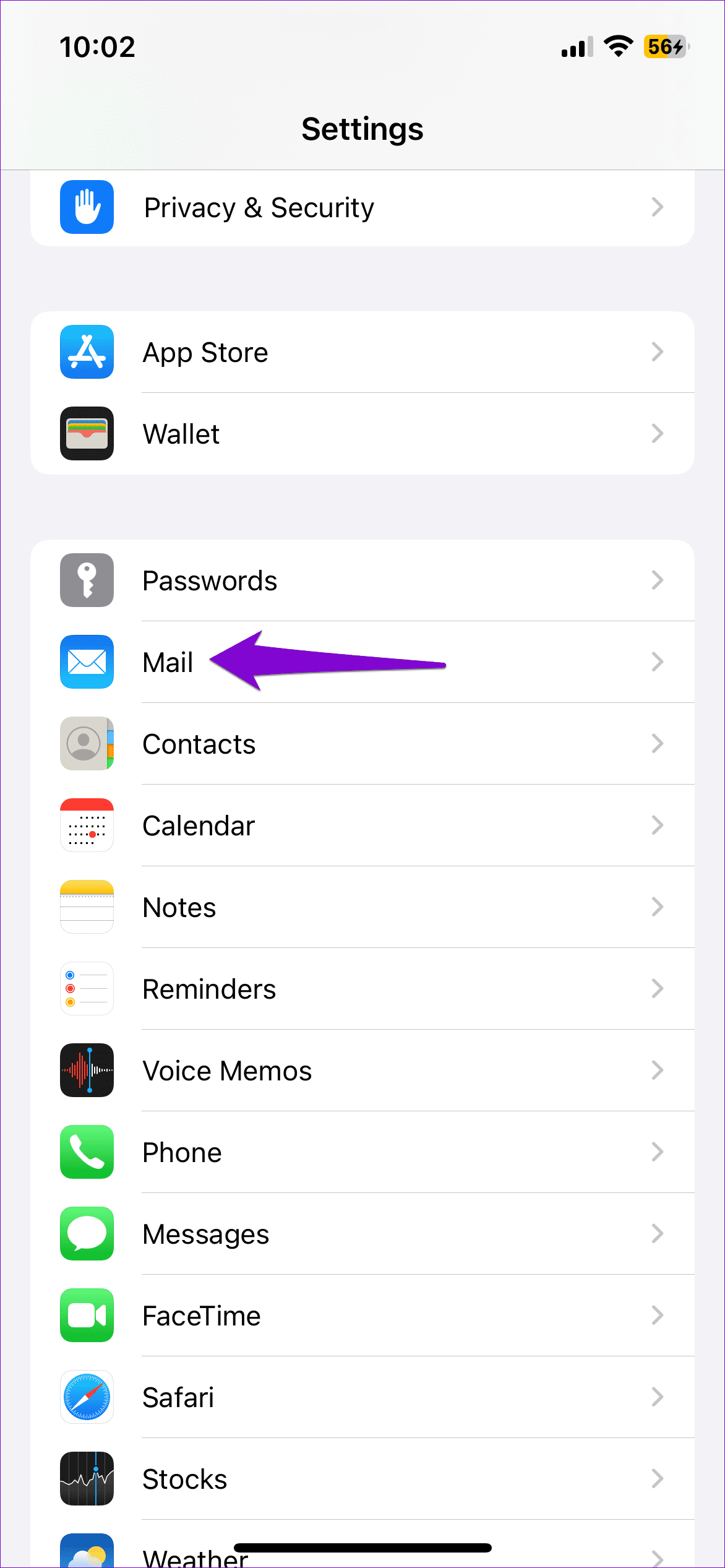 Mail App on iPhone