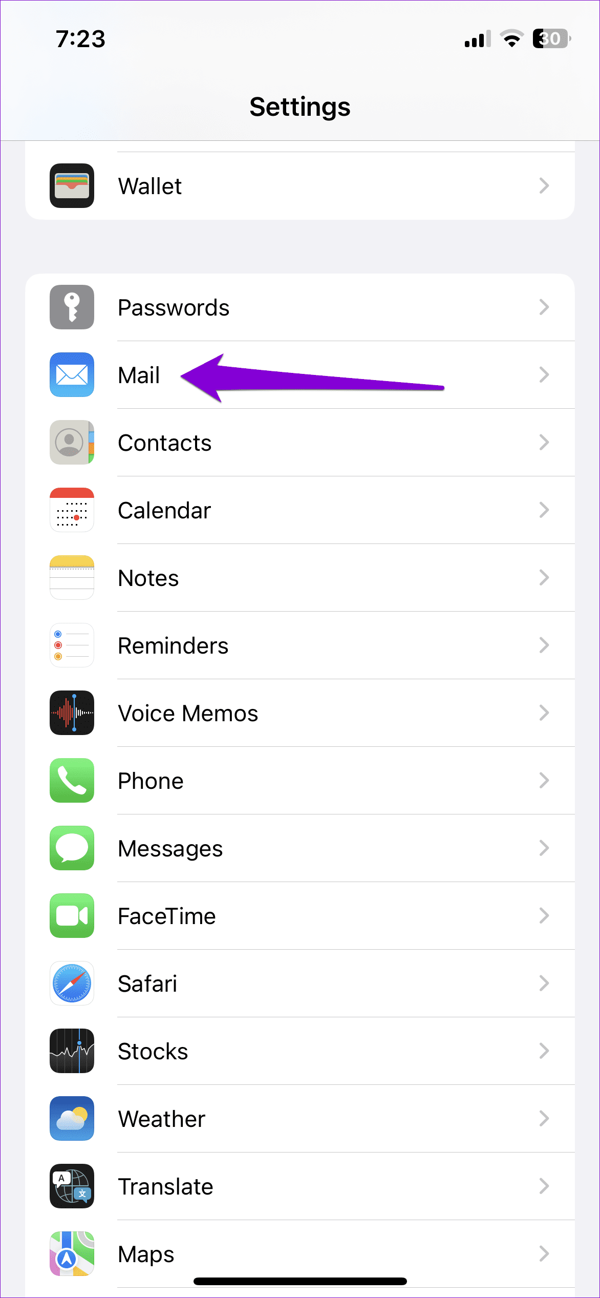 Mail App on iPhone