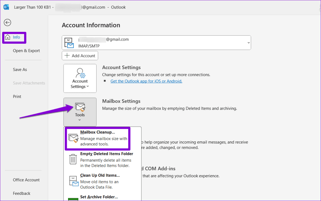 Mailbox Cleanup in Outlook
