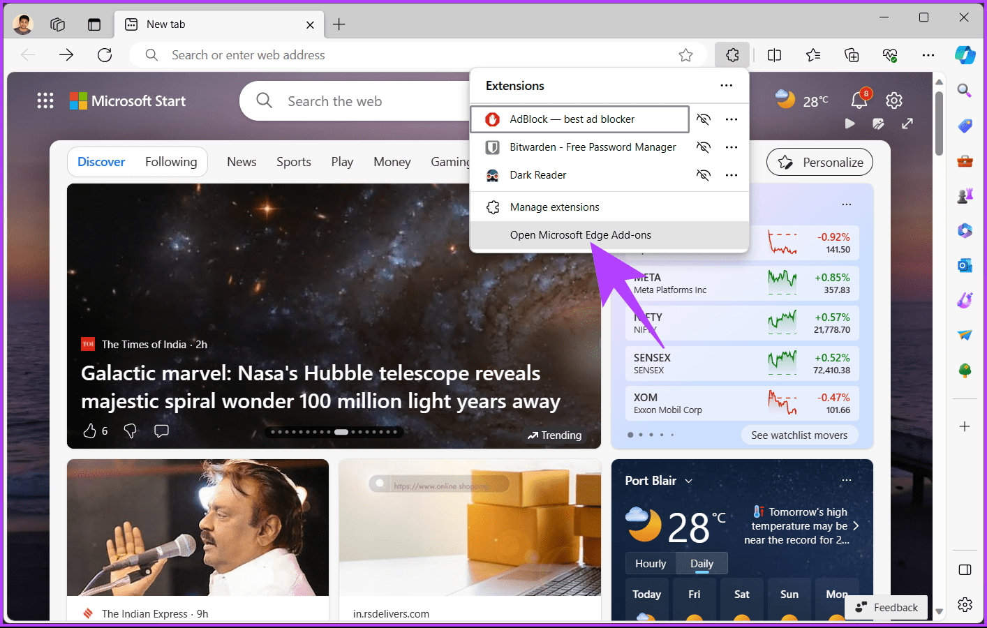 click on the 'Open Microsoft Edge Add-ons' option