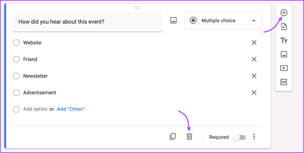 Add or delete question in your RSVP Google Forms
