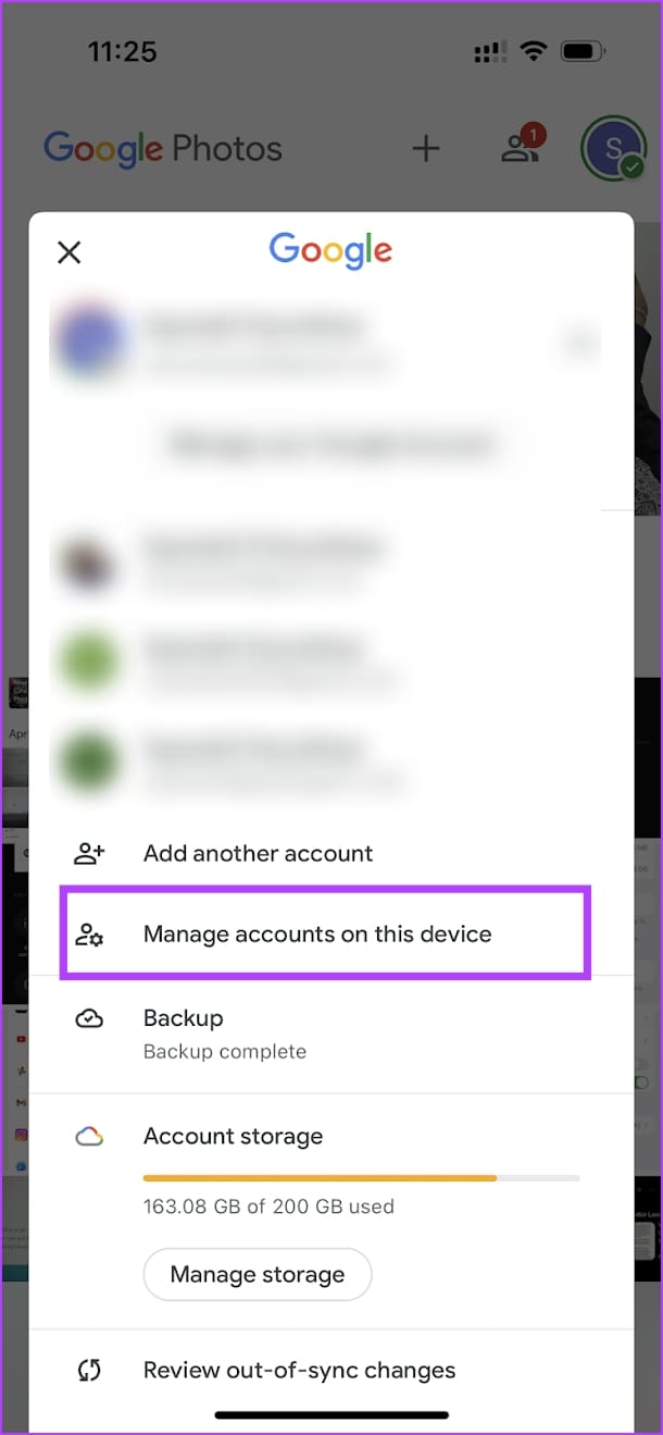 Manage Accounts on this device