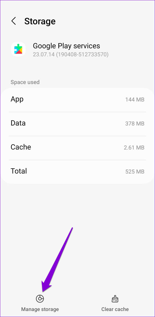 Manage Google Play Services Storage on Android