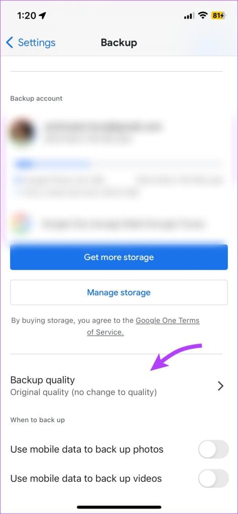 Select Backup Quality