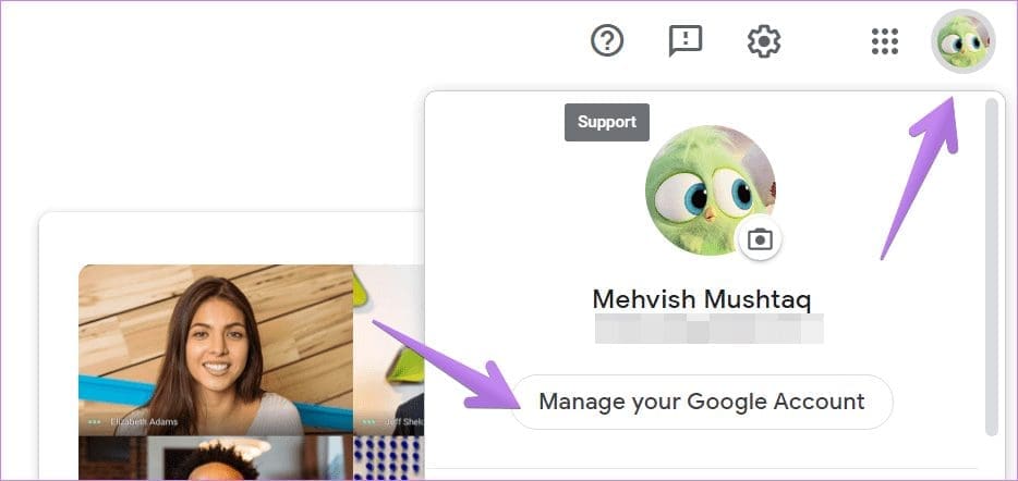Manage your Google account browser