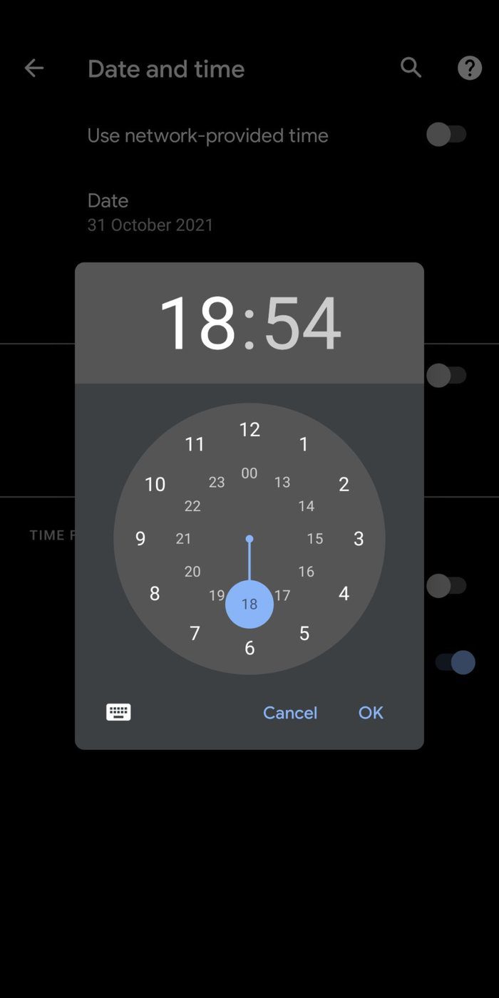 Manually Set Time on Android