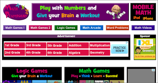 Math Playground Website Main