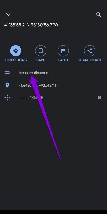 Measure Distance Option in Google Maps App