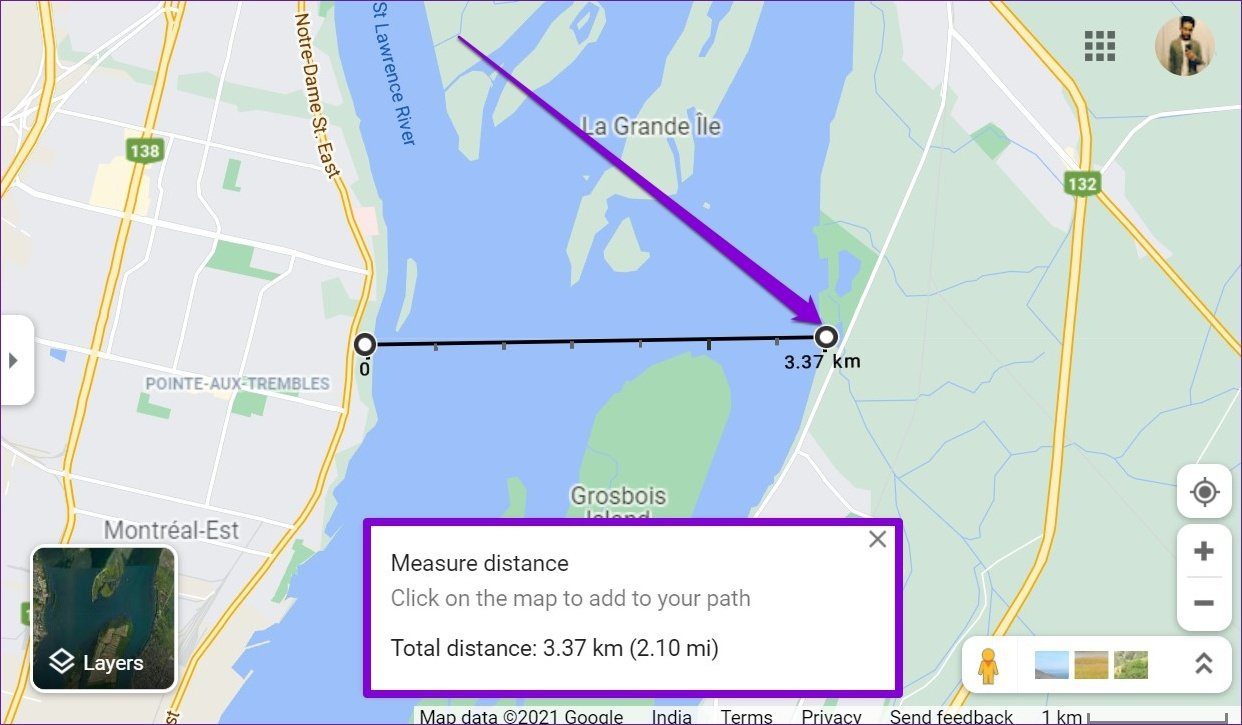 Measure Distance with Google Maps on PC
