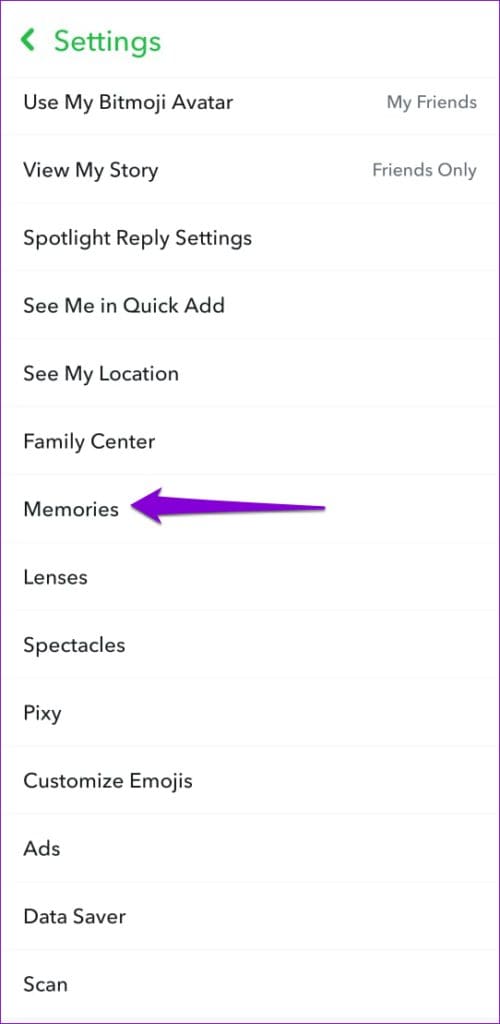 Memories in Snapchat