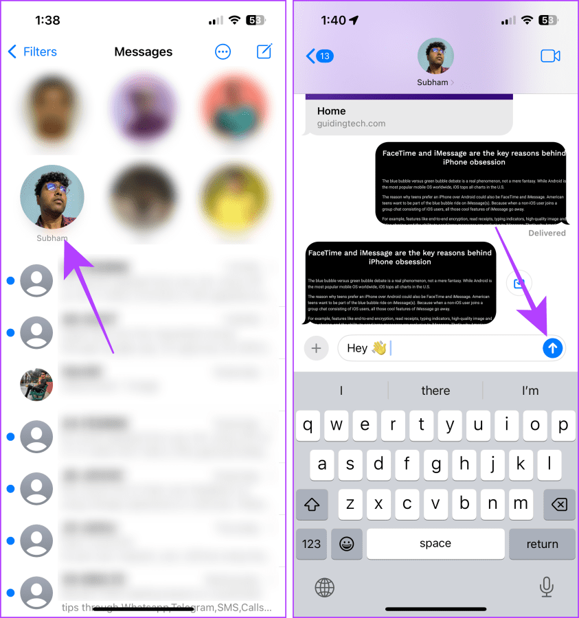 Message Yourself on iMessage on iPhone 1