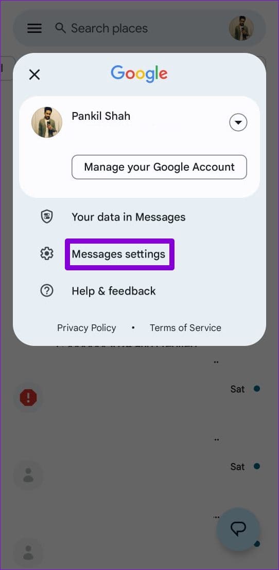 Messages Settings on Android