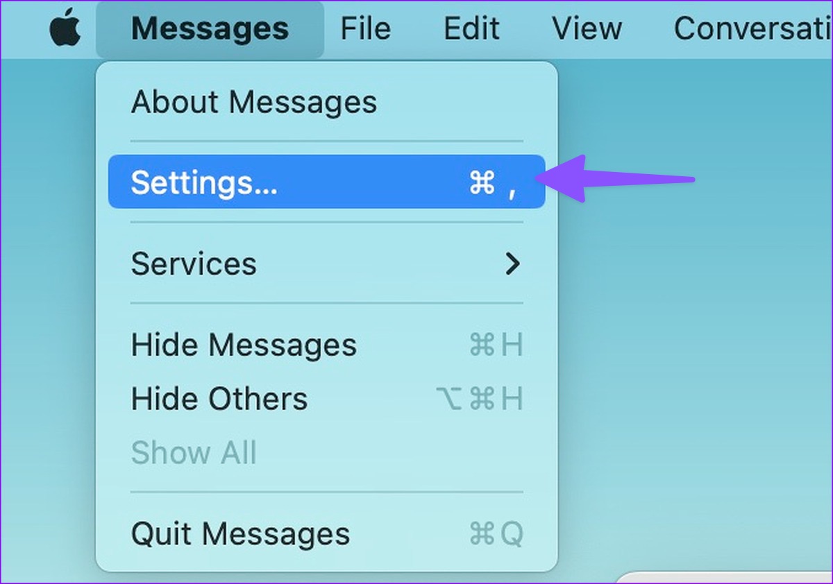 Open Messages settings