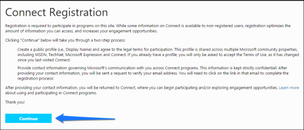 Microsoft Connect Registration1