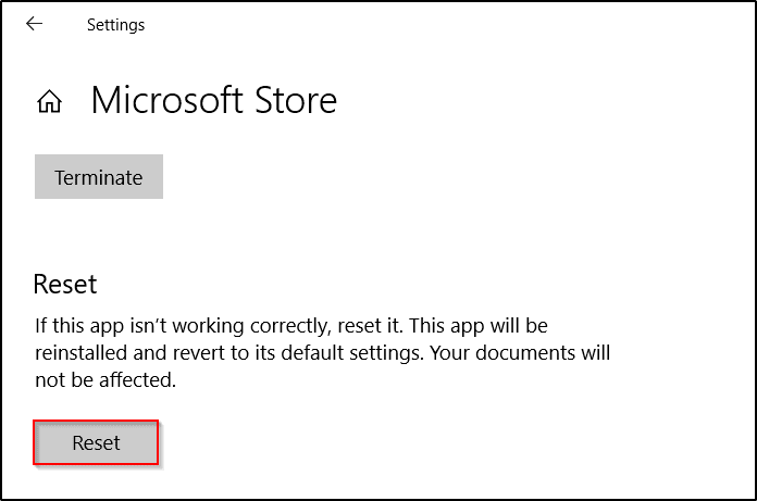 Microsoft Store Reset