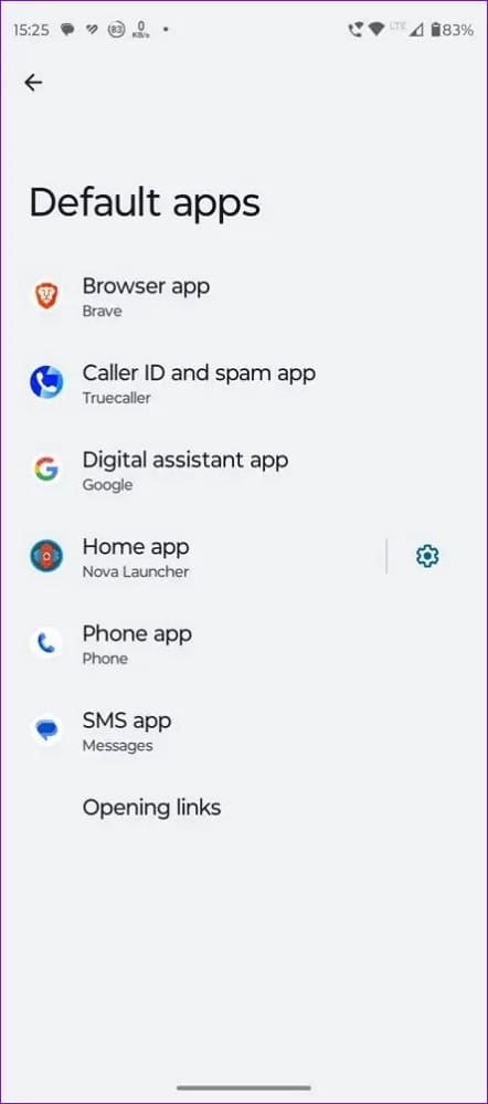 Microsoft launcher Default Apps