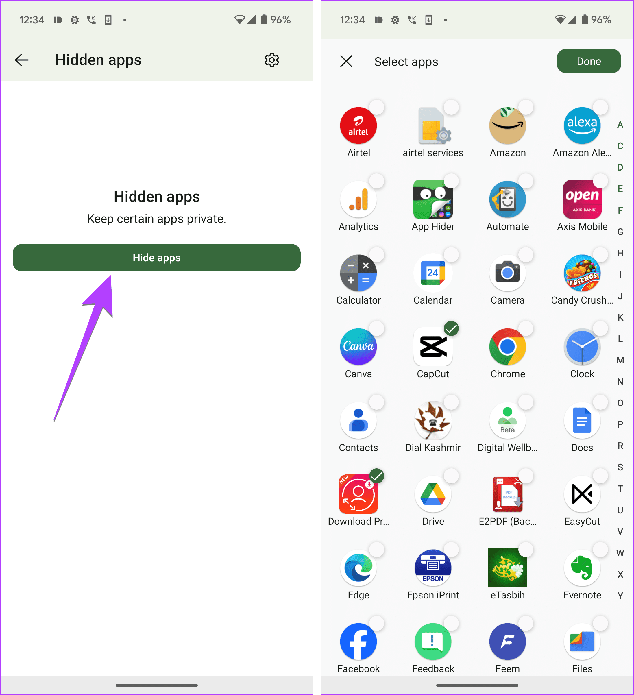 Microsoft launcher hide apps