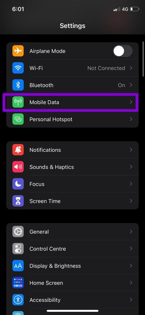 Mobile Data Settings on i Phone