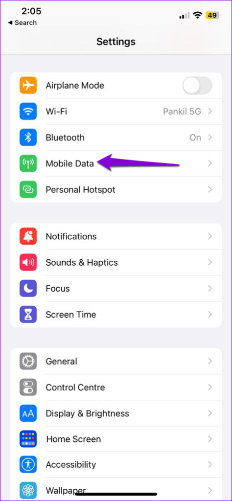 Mobile Data on iPhone