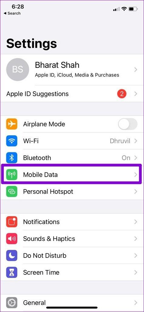 Mobile Data on i Phone