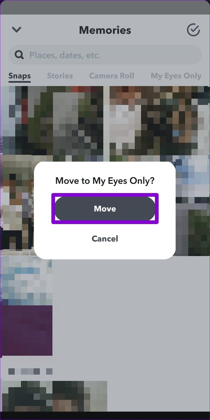 Move Photos to My Eyes Only on Snapchat