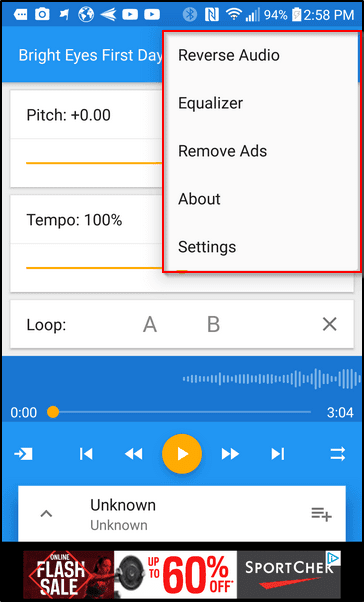 Music Speed Changer Additional Settings