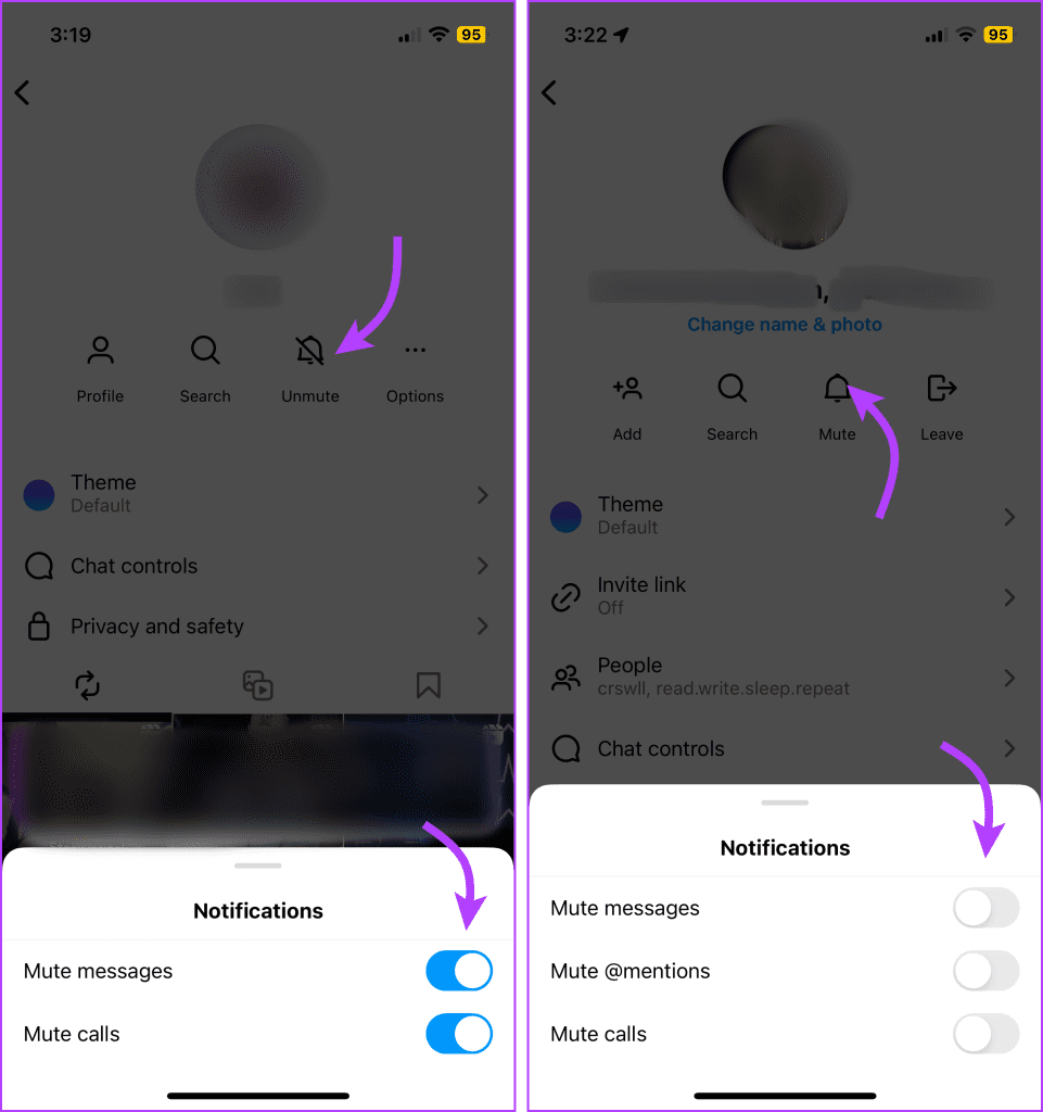 Tap alert icon and toggle on mute
