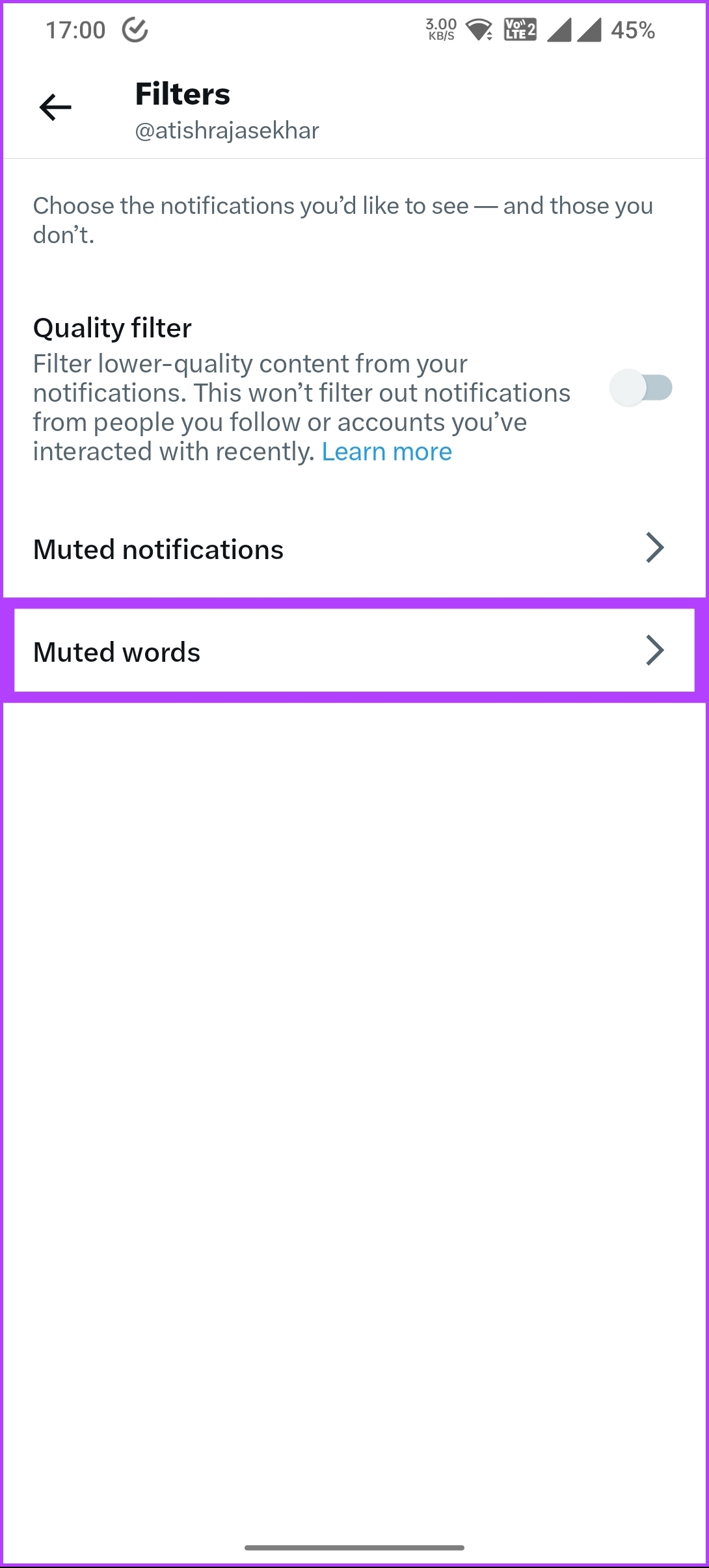 choose Muted words