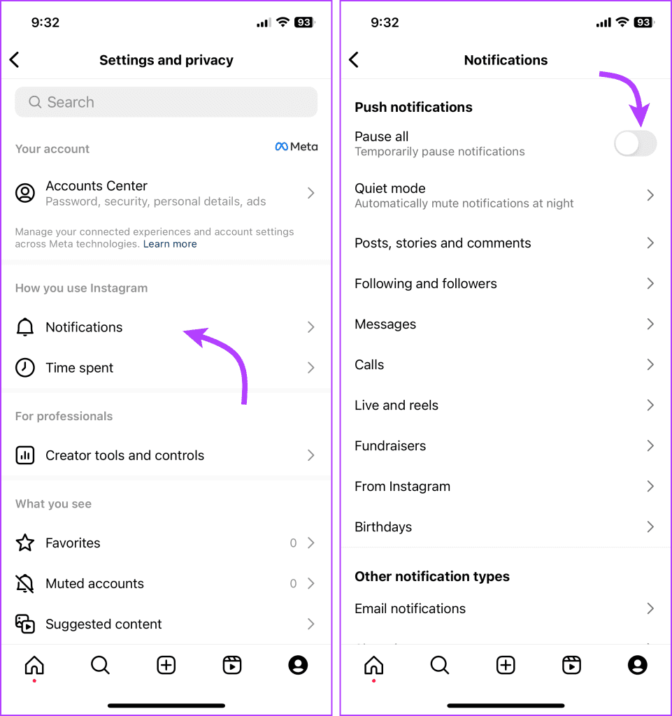 Tap Notifications and Toggle on Pause all

