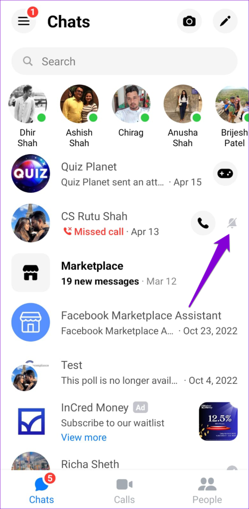 Muted Conversations in Messenger