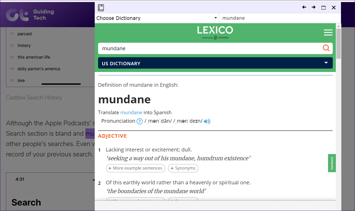 My Dictionary interface