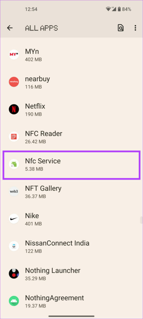 NFC service app