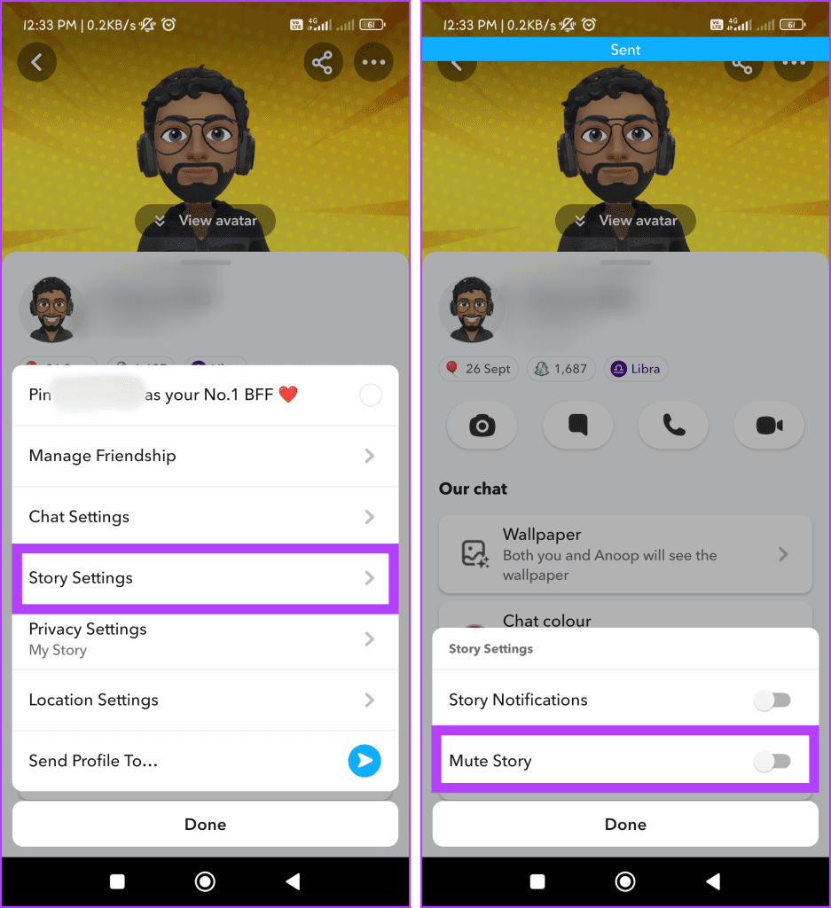 Navigate to Story Settings and Enable the Mute Story button