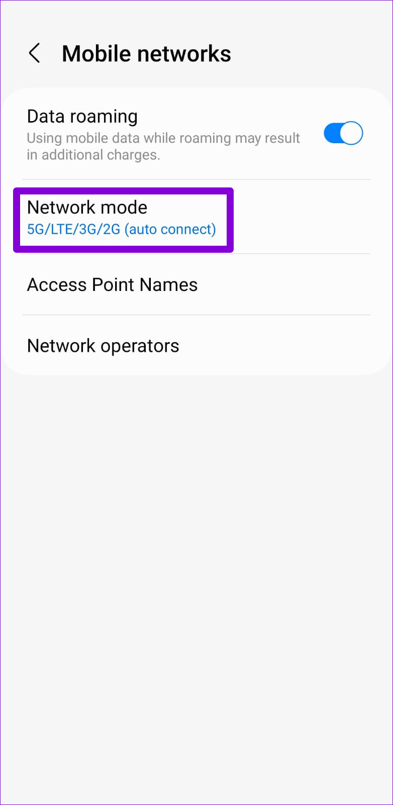 Network Mode on Android
