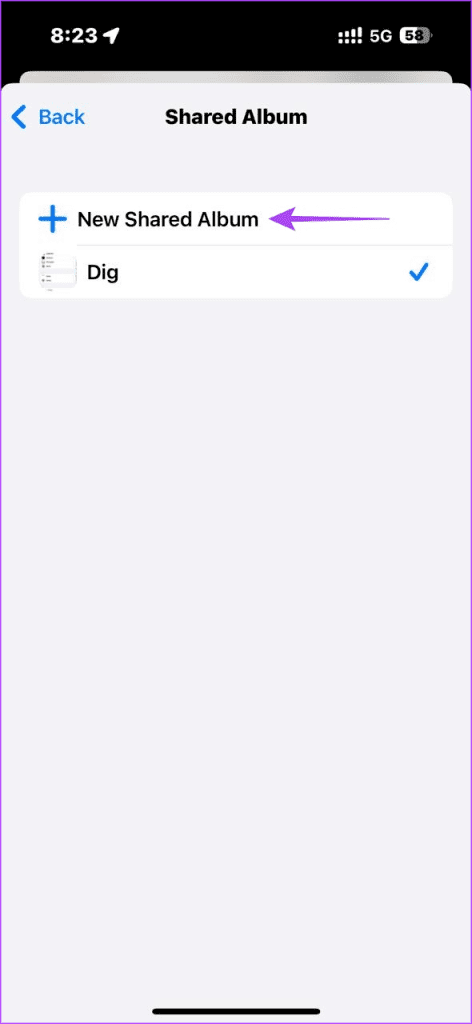 New Shared Album in iPhone