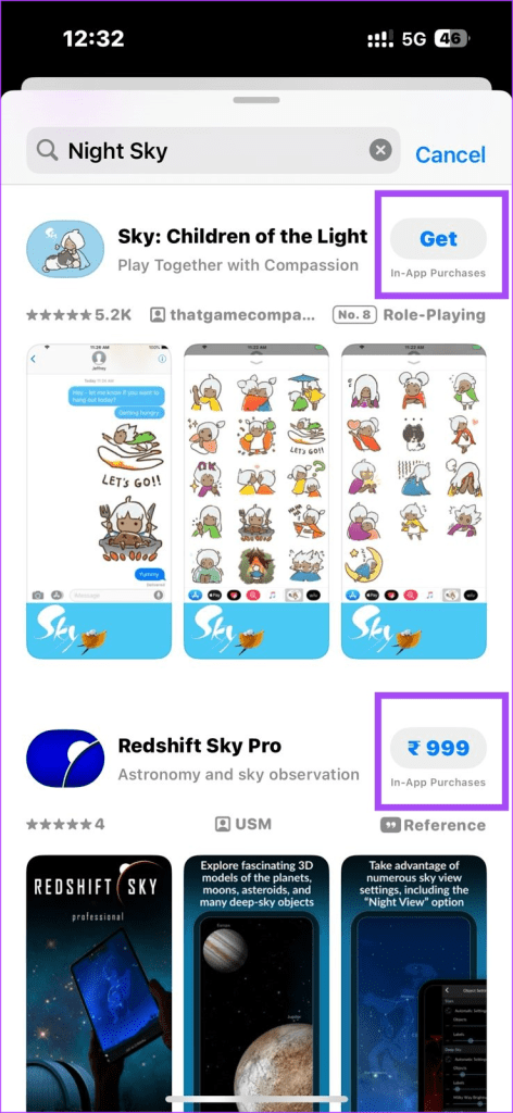 Night Sky App in the iMessage App Store