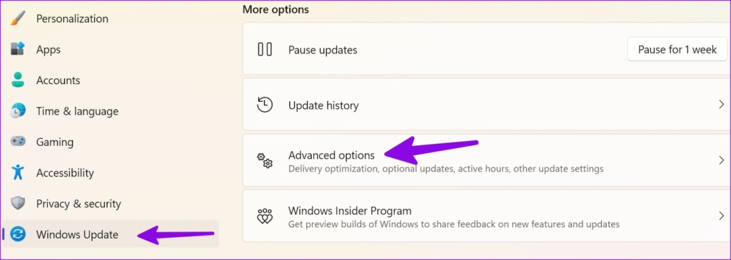 open advanced options on Windows