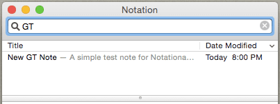 Notational Velocity Search Create