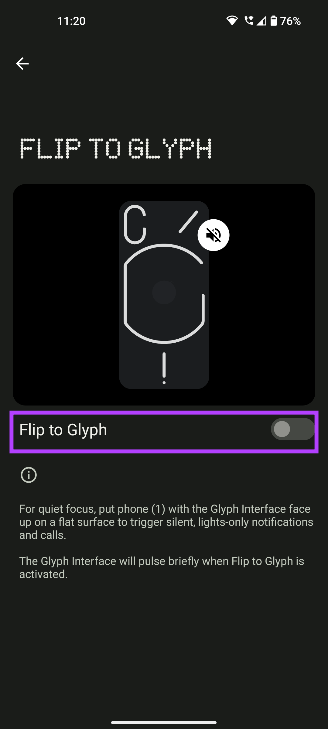 Enable flip to glyph