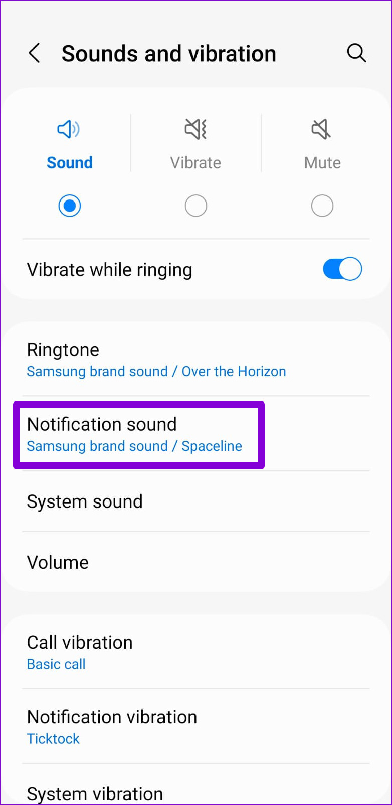 Notification Sound Settings on Android
