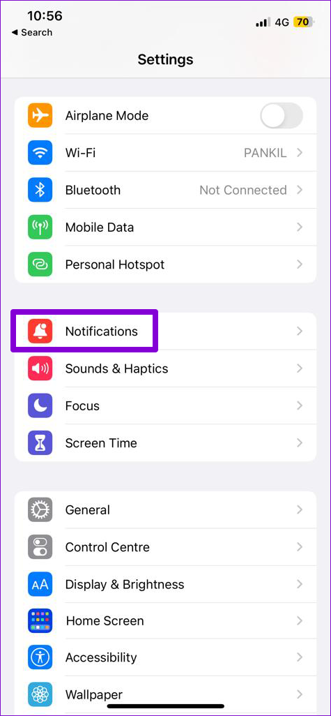 Notifications on iPhone