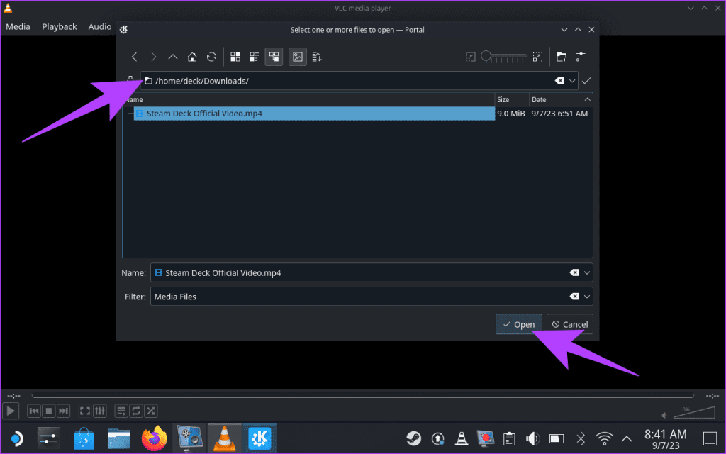 Now navigate to the folder containing the video file youd like to play